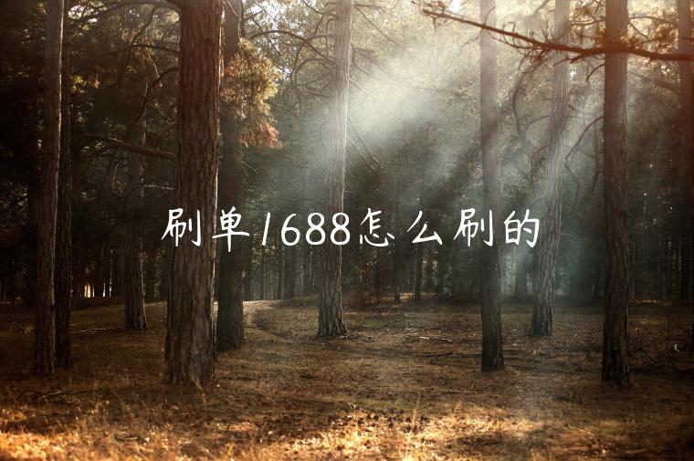 刷單1688怎么刷的